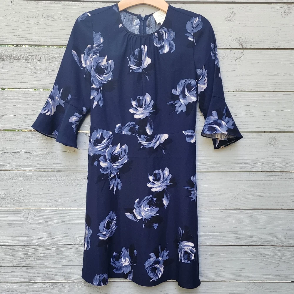 Kate Spade Night Rose Crepe Dress